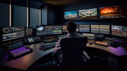 The editor is editing the video at the computer