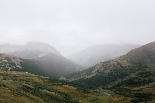 Overlooking tree covered valley in Rocky Mountain National Park