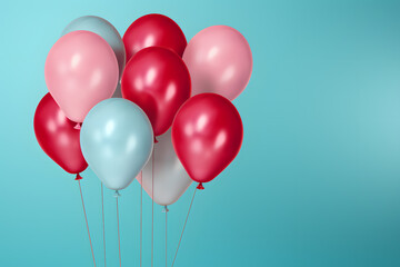 Bunch of colorful balloons isolated on blue background