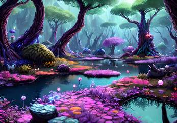 Fairy tale world fantasy landscape beautiful dream,Generative AI