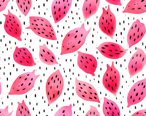 Exotic dragon  watercolor hand drawn seamless pattern