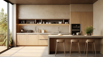 Fototapeta na wymiar kitchen interior earth tone modern