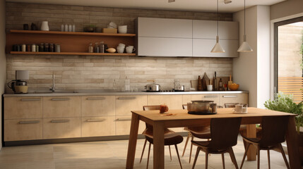 kitchen interior earth tone modern