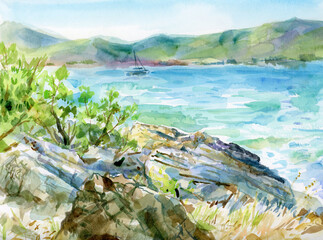 Croatia. Split. Watercolor illustration. - 640561177