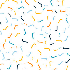 Seamless abstract J letter vector geometric pattern. Colorful letters on white background. Random order. Gift wrapping paper, fabric, poster. Bed linen and interior. School and learning theme.