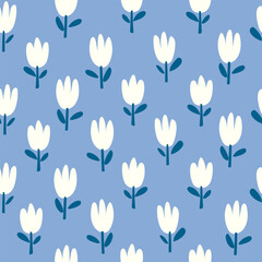 Seamless patterns, hand-drawn in floral style