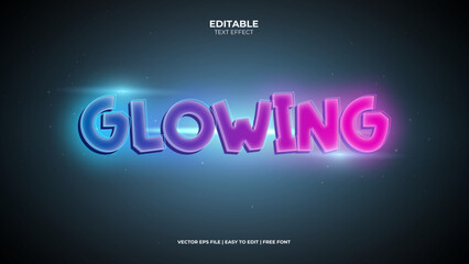 Glowing Editable text effect in 3d style. Suitable for brand or business logo