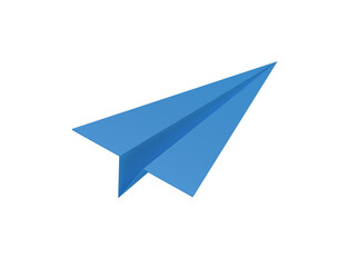 Blue paper airplane. Isolated. 3d illustration.