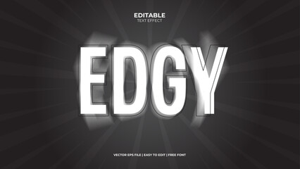 Edge Editable 3D Text Effect Mockup. Glowing Graphic Style