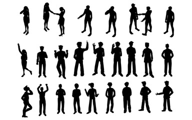 Shadow people in various gestures,vector silhouettes of men and a women