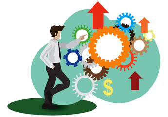 Business solutions to facilitate profit-making work. ,Businessman resolving issues with his personal and financial work