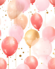 Watercolor colorful balloons seamless pattern 