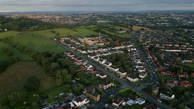 Establishing Drone Shot Over Calverley Village at Golden Hour