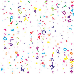 Falling letters of English language. Colorful