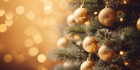 AI Generated. AI Generative. Xmas Christmas New Year tree toys round mockup decoration background holiday vibe. Graphic Art