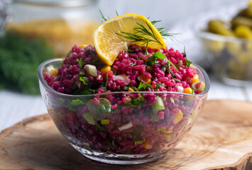 Bulgur Salad with Turnips (Turkish name; salgamli bulgur salatasi)