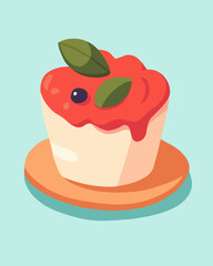 Vector isolated illustration of cupcake with berry. Baking cakes.

