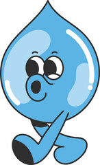 Groovy water drop character illustration