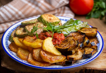 Turkish style mixed vegetable fried (Karisik Kizartma)