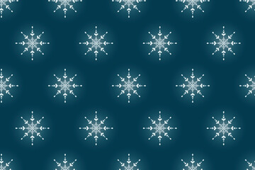 Naklejka na ściany i meble Vector seamless winter pattern with cool glowing cartoon snowflakes.