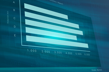 Business bar chart, financial report, dashboard, market data, statistics.