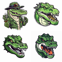 Crocodile painting style logo art sticker image. Generative AI