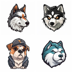 Dog painting style logo art sticker image. Generative AI