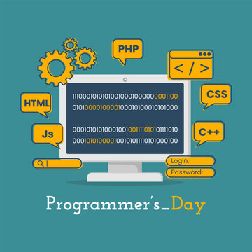 Programming and engineering development with flat design concept good for programmers' day