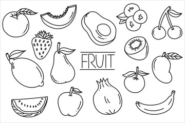 Hand drawn set of fruit doodle illustration various fruit sketch natural tropical fruit organic fruit vegetarian food detox © Ita