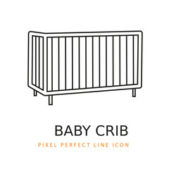 Baby Infant Crib Sleeping Basket Icon Line Art Pixel Perfect Infant Baby Coloring Page