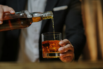 Businessmen in suits drinking  Celebrate whiskey