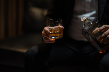 Businessmen in suits drinking  Celebrate whiskey