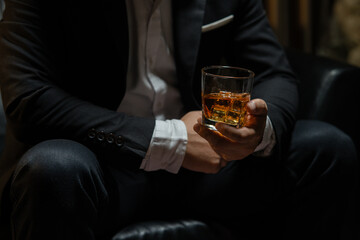 Businessmen in suits drinking  Celebrate whiskey