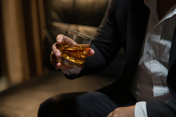 Businessmen in suits drinking  Celebrate whiskey