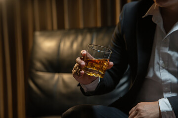 Businessmen in suits drinking  Celebrate whiskey