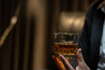 Businessmen in suits drinking  Celebrate whiskey