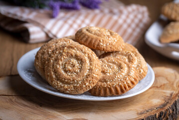 Cookies made with cookie molds named kombe. Traditional local foods of Antakya.
