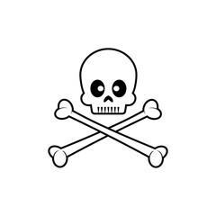 Skull Icon within Line Art Style. Dangerous, Horror, Dead, Scary Symbol.     