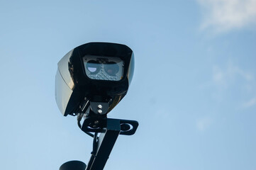 Closeup photo of a new ULEZ ANPR camera in London