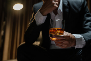 Businessmen in suits drinking  Celebrate whiskey