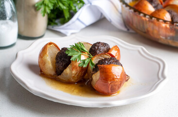 Traditional Turkish food; Onion kebab (Turkish name; Sogan kebabi) Local food of Gaziantep region