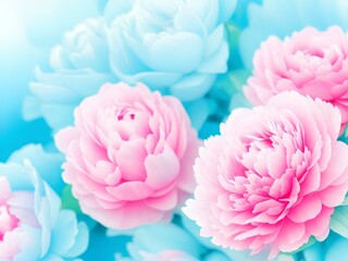 pink roses and blue rose petals