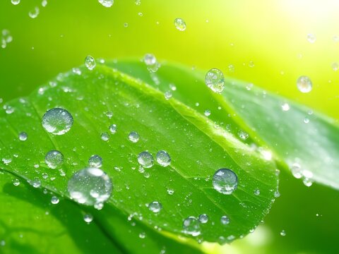 water drops on green neam leaf