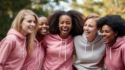 Group of happy young women. Generative AI