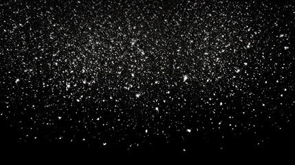 Snow or snowflakes falling texture. Concept of a blizzard or snowfall. Black Matte to use as an overlay. Shallow field of view. - obrazy, fototapety, plakaty