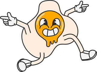 Groovy egg character illustration