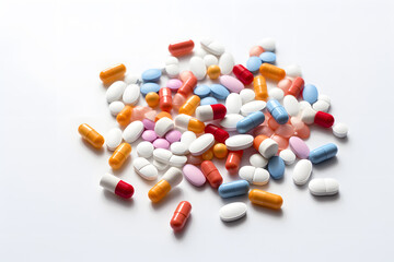 Pills on white background. Healthcare and medical concept.