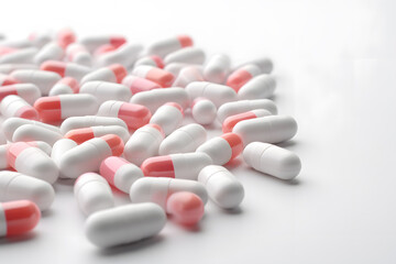 Pills on white background. Healthcare and medical concept.