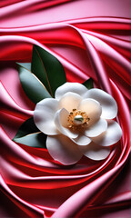 Camellia Ribbon Crafts Elegance Inspired by Beautiful Flowers.(Generative AI)
