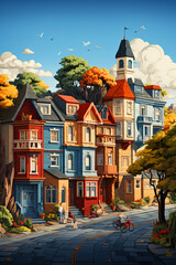 Obraz premium children book cover design , about city life